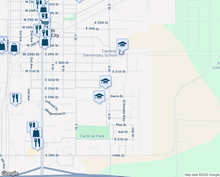 map of restaurants, bars, coffee shops, grocery stores, and more near 3298 G Street in South Sioux City