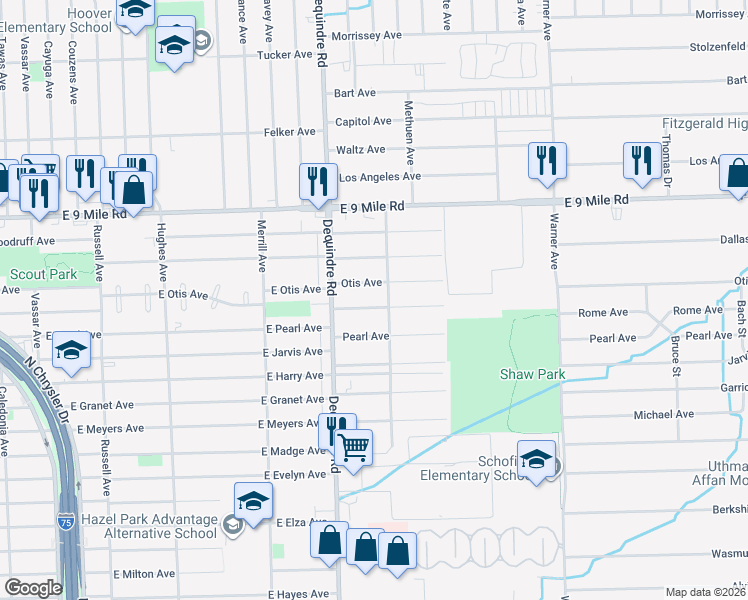 map of restaurants, bars, coffee shops, grocery stores, and more near 1983 Rome Avenue in Warren