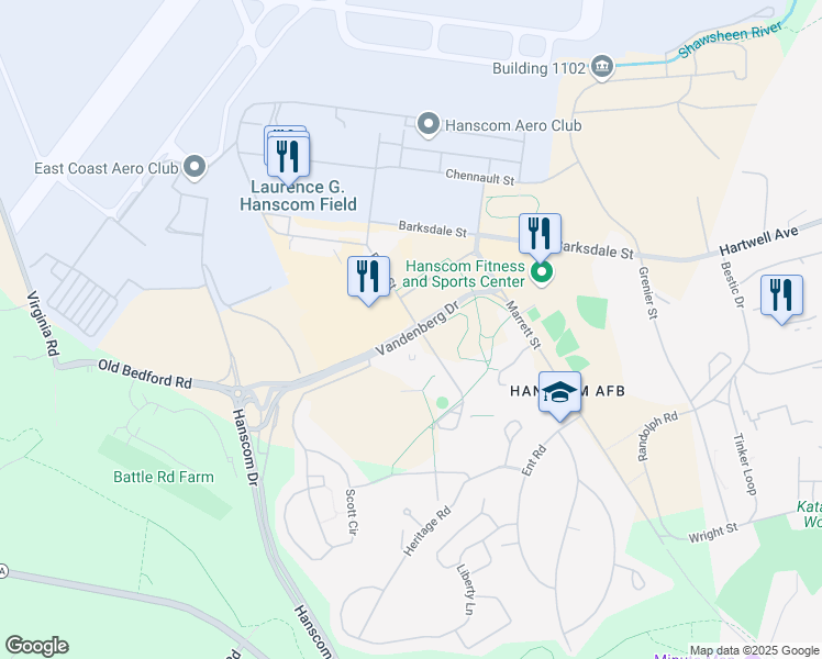 map of restaurants, bars, coffee shops, grocery stores, and more near Vandenberg Drive in Lincoln