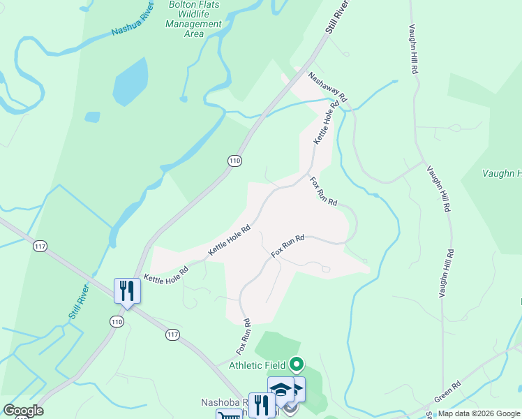map of restaurants, bars, coffee shops, grocery stores, and more near 94 Kettle Hole Road in Bolton