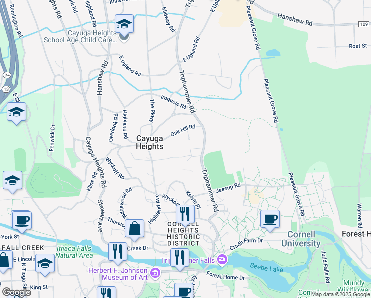 map of restaurants, bars, coffee shops, grocery stores, and more near 400 Triphammer Road in Ithaca