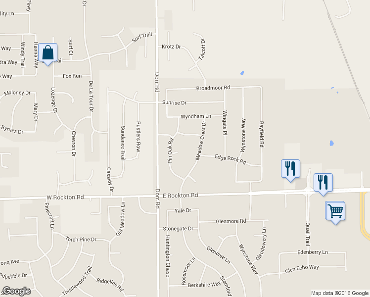map of restaurants, bars, coffee shops, grocery stores, and more near 1823 Pin Oak Court in Rockton