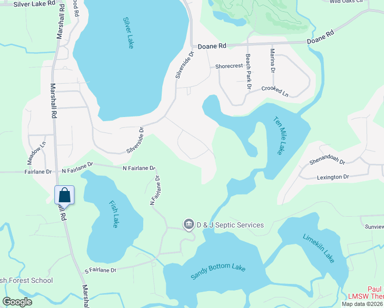 map of restaurants, bars, coffee shops, grocery stores, and more near 11495 Holly Leaf Lane in South Lyon