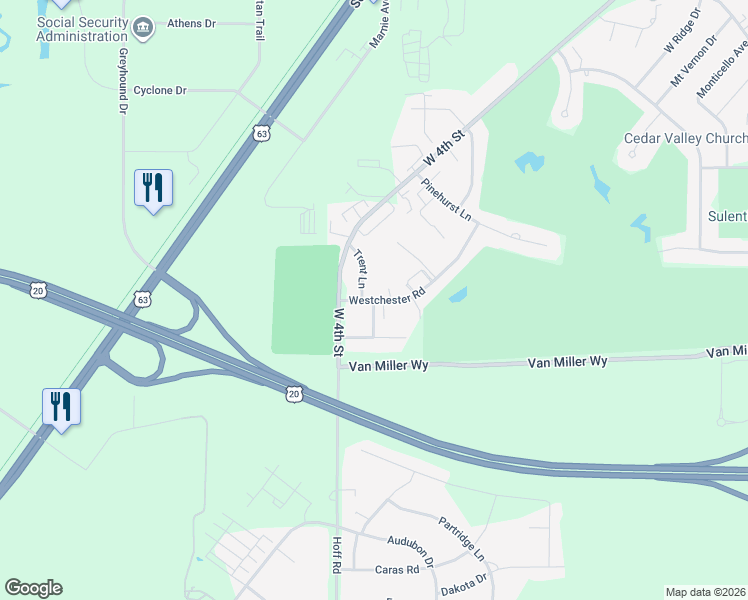 map of restaurants, bars, coffee shops, grocery stores, and more near 1949 Westchester Rd in Waterloo