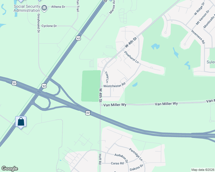map of restaurants, bars, coffee shops, grocery stores, and more near 3836 Trent Lane in Waterloo