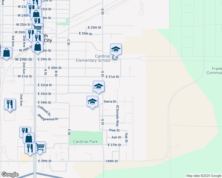 map of restaurants, bars, coffee shops, grocery stores, and more near 3284-3298 G Street in South Sioux City