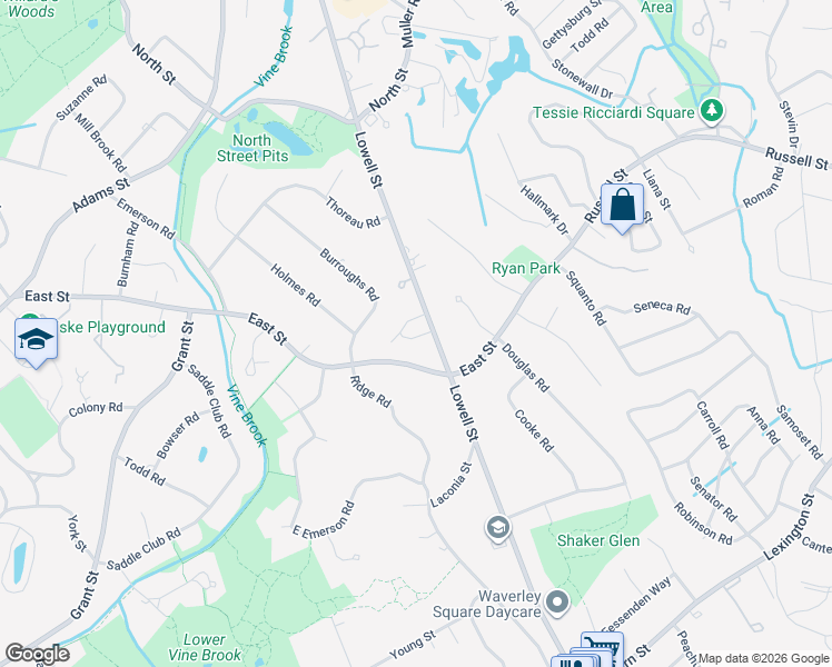 map of restaurants, bars, coffee shops, grocery stores, and more near 534 Lowell Street in Lexington