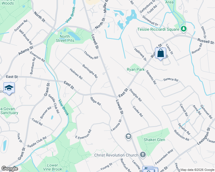 map of restaurants, bars, coffee shops, grocery stores, and more near 534 Lowell Street in Lexington