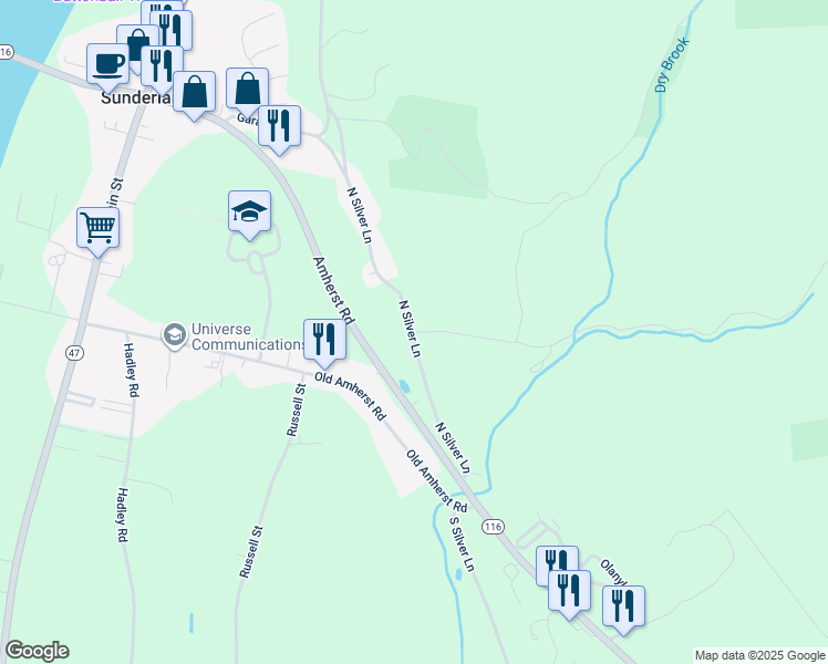 map of restaurants, bars, coffee shops, grocery stores, and more near 2 Reservoir Road in Sunderland