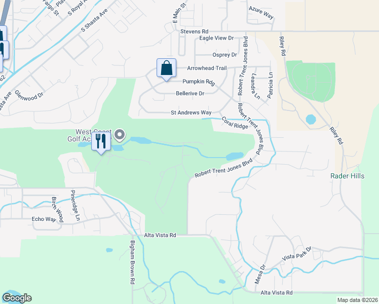 map of restaurants, bars, coffee shops, grocery stores, and more near 191 Pine Lake Drive in Eagle Point