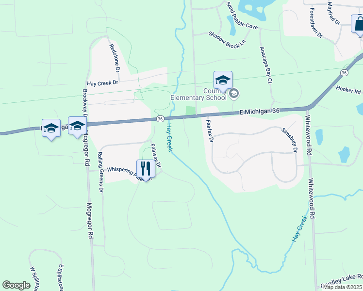 map of restaurants, bars, coffee shops, grocery stores, and more near 9636 Tree Top Court in Pinckney
