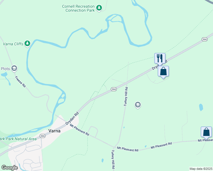 map of restaurants, bars, coffee shops, grocery stores, and more near 1062 Dryden Road in Ithaca