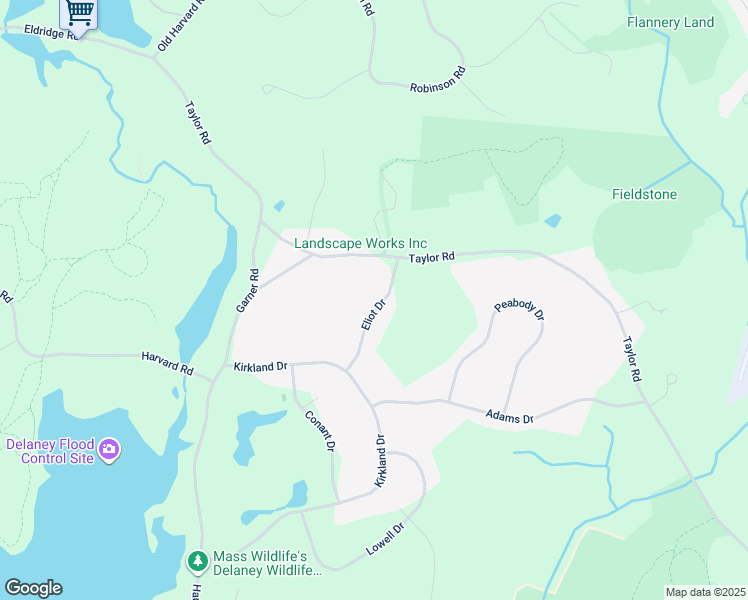 map of restaurants, bars, coffee shops, grocery stores, and more near 19 Eliot Drive in Stow