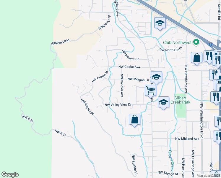 map of restaurants, bars, coffee shops, grocery stores, and more near 946 Northwest Valley View Drive in Grants Pass