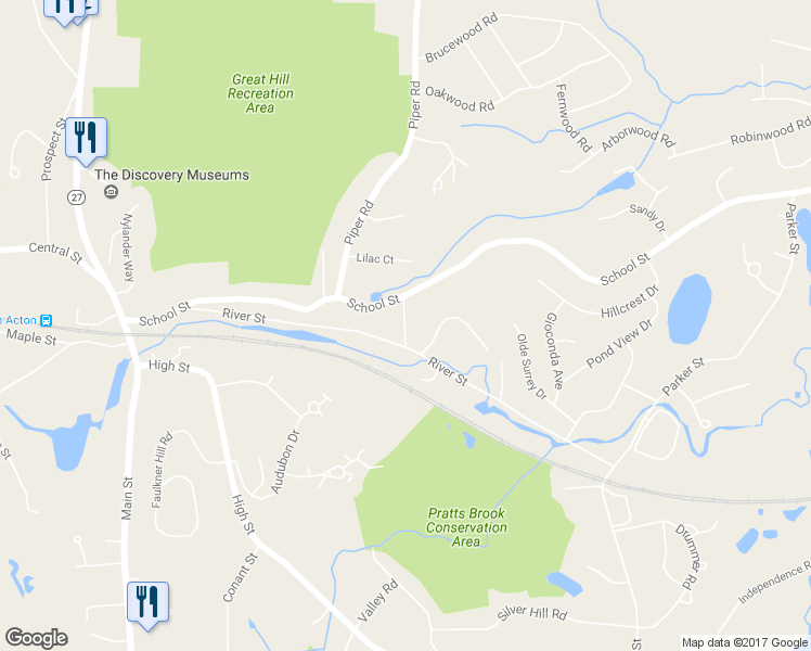 map of restaurants, bars, coffee shops, grocery stores, and more near 11 Chadwick Street in Acton
