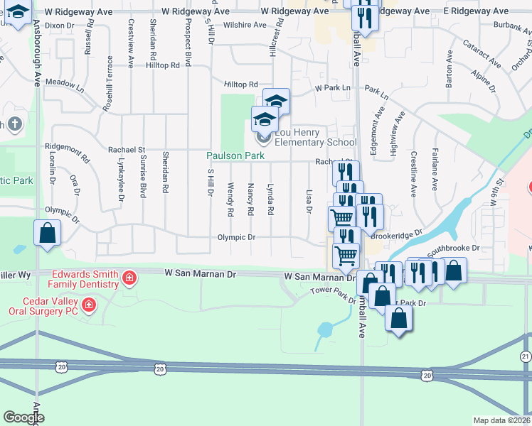 map of restaurants, bars, coffee shops, grocery stores, and more near 928 Lynda Road in Waterloo