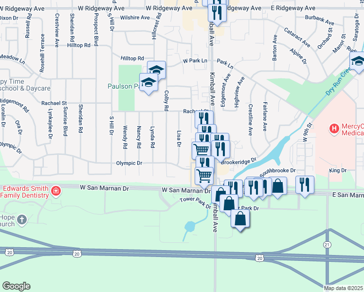 map of restaurants, bars, coffee shops, grocery stores, and more near 925 Lisa Drive in Waterloo