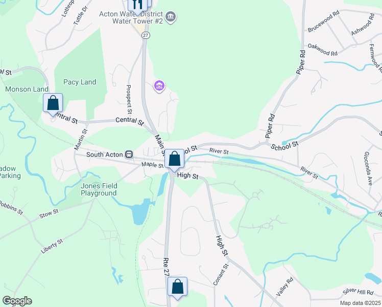 map of restaurants, bars, coffee shops, grocery stores, and more near 29 School Street in Acton