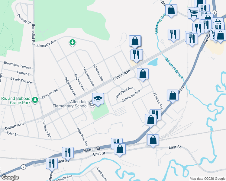 map of restaurants, bars, coffee shops, grocery stores, and more near 238 Connecticut Avenue in Pittsfield