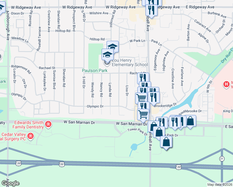 map of restaurants, bars, coffee shops, grocery stores, and more near 918-928 Colby Road in Waterloo