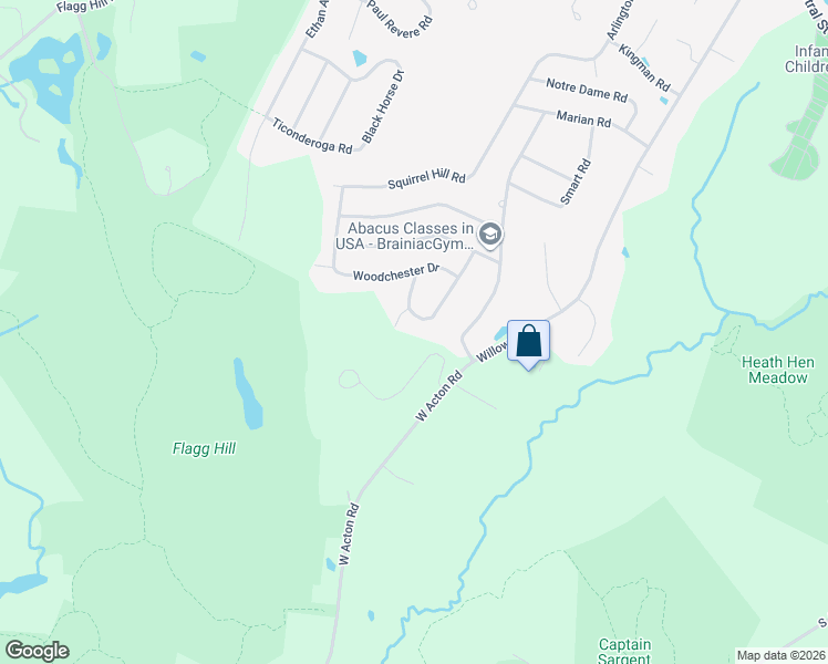 map of restaurants, bars, coffee shops, grocery stores, and more near 16 Windemere Drive in Acton