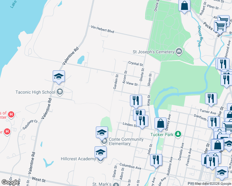 map of restaurants, bars, coffee shops, grocery stores, and more near 7 Acorn Street in Pittsfield