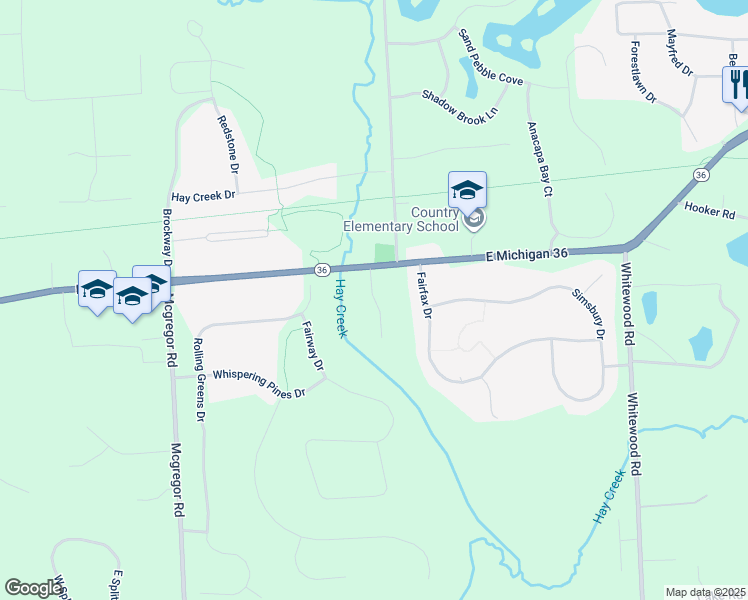 map of restaurants, bars, coffee shops, grocery stores, and more near 9636 Tree Top Ct in Pinckney