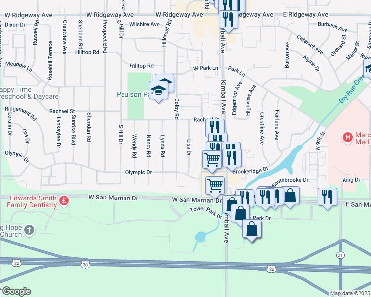 map of restaurants, bars, coffee shops, grocery stores, and more near 925 Lisa Drive in Waterloo