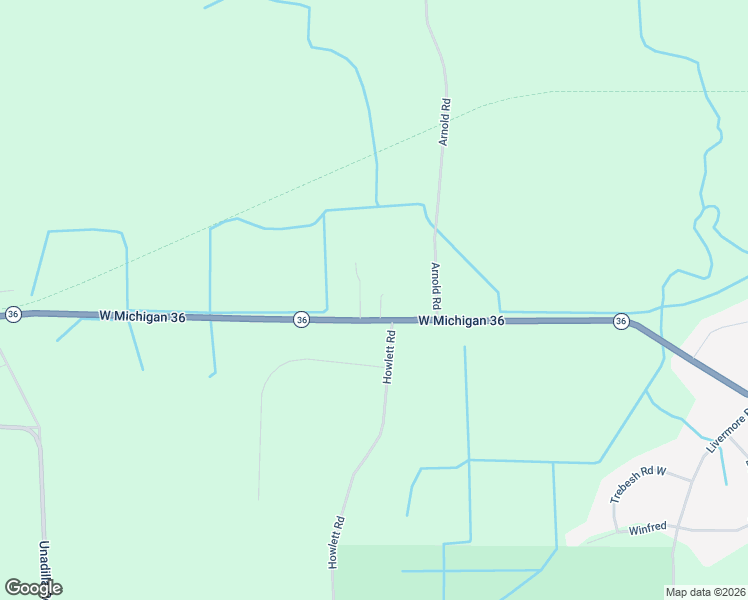 map of restaurants, bars, coffee shops, grocery stores, and more near 20054 Michigan 36 in Gregory