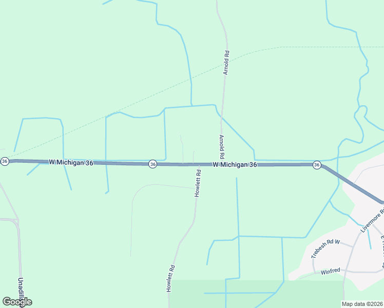 map of restaurants, bars, coffee shops, grocery stores, and more near 20054 Michigan 36 in Gregory