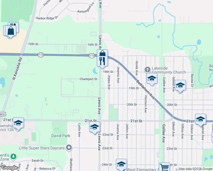 map of restaurants, bars, coffee shops, grocery stores, and more near 1902 Joppa Avenue in Zion