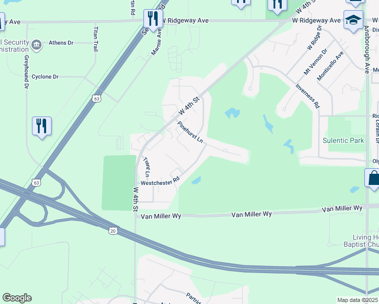 map of restaurants, bars, coffee shops, grocery stores, and more near 1870 Westchester Rd in Waterloo