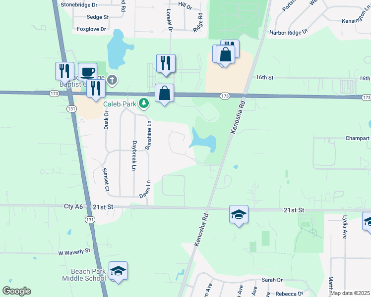 map of restaurants, bars, coffee shops, grocery stores, and more near 4110 Lake Court in Zion