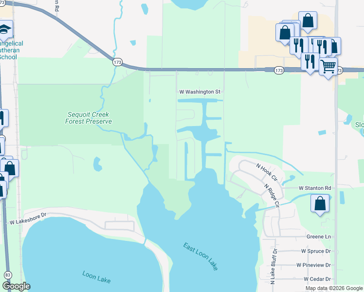 map of restaurants, bars, coffee shops, grocery stores, and more near 41221 West Lincoln Drive in Antioch