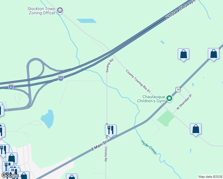 map of restaurants, bars, coffee shops, grocery stores, and more near 10628 Swamp Road in Fredonia