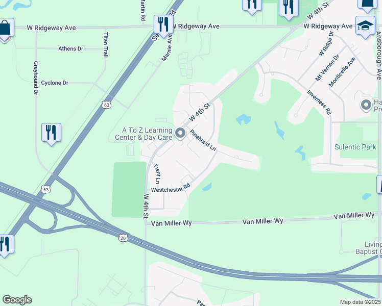 map of restaurants, bars, coffee shops, grocery stores, and more near 1921 Pinehurst Court in Waterloo