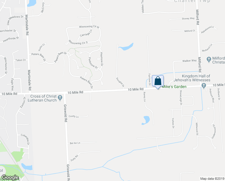 map of restaurants, bars, coffee shops, grocery stores, and more near 58200 10 Mile Road in South Lyon