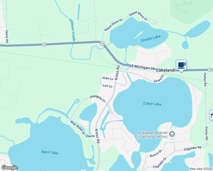 map of restaurants, bars, coffee shops, grocery stores, and more near 4741 Lori Lane in Pinckney