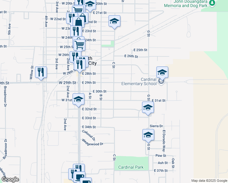 map of restaurants, bars, coffee shops, grocery stores, and more near 401 East 30th Street in South Sioux City