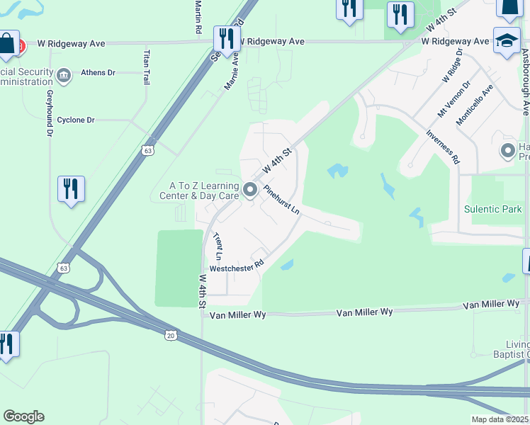 map of restaurants, bars, coffee shops, grocery stores, and more near 1881 Pinehurst Court in Waterloo