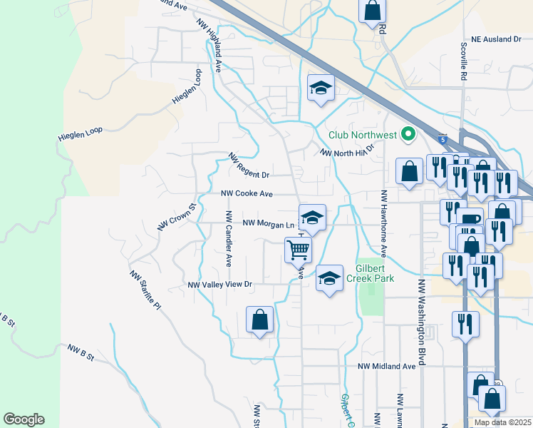 map of restaurants, bars, coffee shops, grocery stores, and more near 912 Northwest Carol Drive in Grants Pass