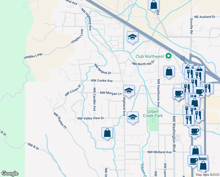 map of restaurants, bars, coffee shops, grocery stores, and more near 912 Northwest Carol Drive in Grants Pass