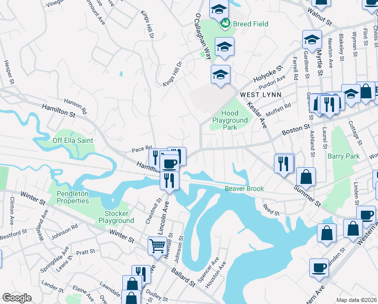 map of restaurants, bars, coffee shops, grocery stores, and more near 767 Boston Street in Lynn