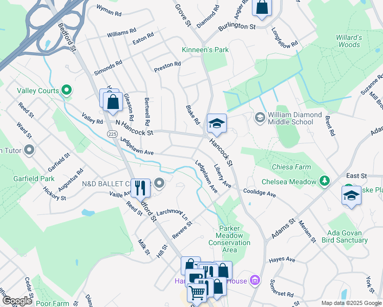 map of restaurants, bars, coffee shops, grocery stores, and more near 37 Liberty Avenue in Lexington