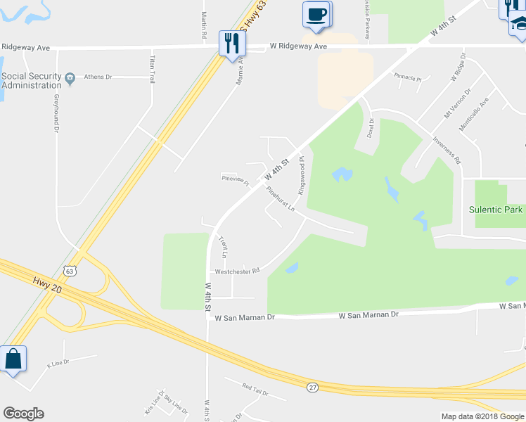 map of restaurants, bars, coffee shops, grocery stores, and more near 1911 Pinehurst Court in Waterloo