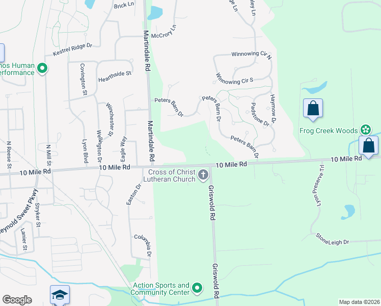 map of restaurants, bars, coffee shops, grocery stores, and more near 59152 10 Mile Road in South Lyon