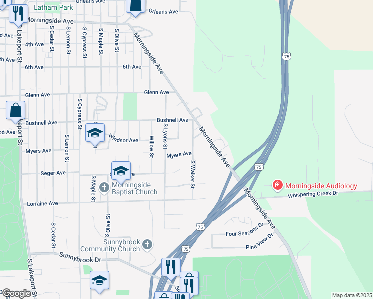 map of restaurants, bars, coffee shops, grocery stores, and more near 2656-2698 S Walker St in Sioux City
