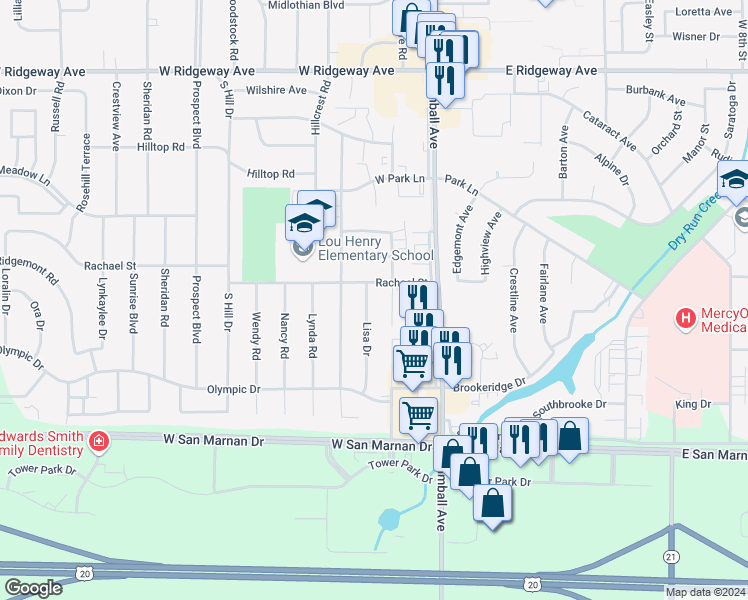 map of restaurants, bars, coffee shops, grocery stores, and more near 813 Lisa Drive in Waterloo