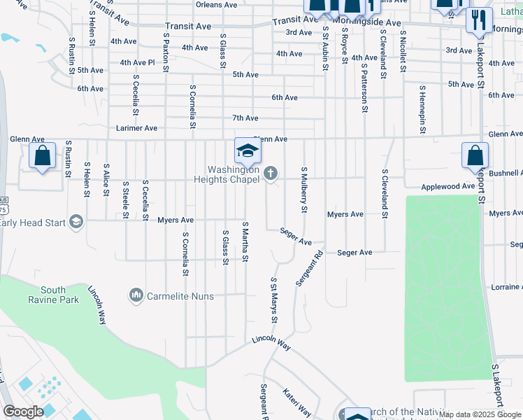 map of restaurants, bars, coffee shops, grocery stores, and more near 2601-2955 S St Marys St in Sioux City