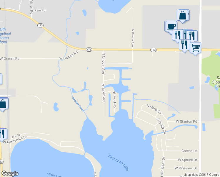 map of restaurants, bars, coffee shops, grocery stores, and more near 41221 West Lincoln Drive in Antioch